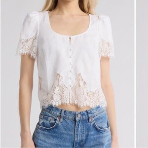Reformation Josie Linen Top in White S
